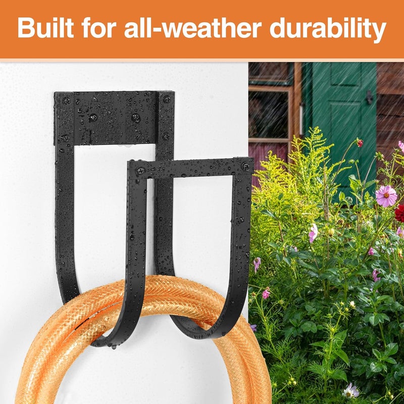 pickpiff Garden Hose Holder Wall Mount - Metal Water Hose Hanger for Outside, Durable Hook for Garden, Garage, or Yard Storage (2 Pack) - Image 3